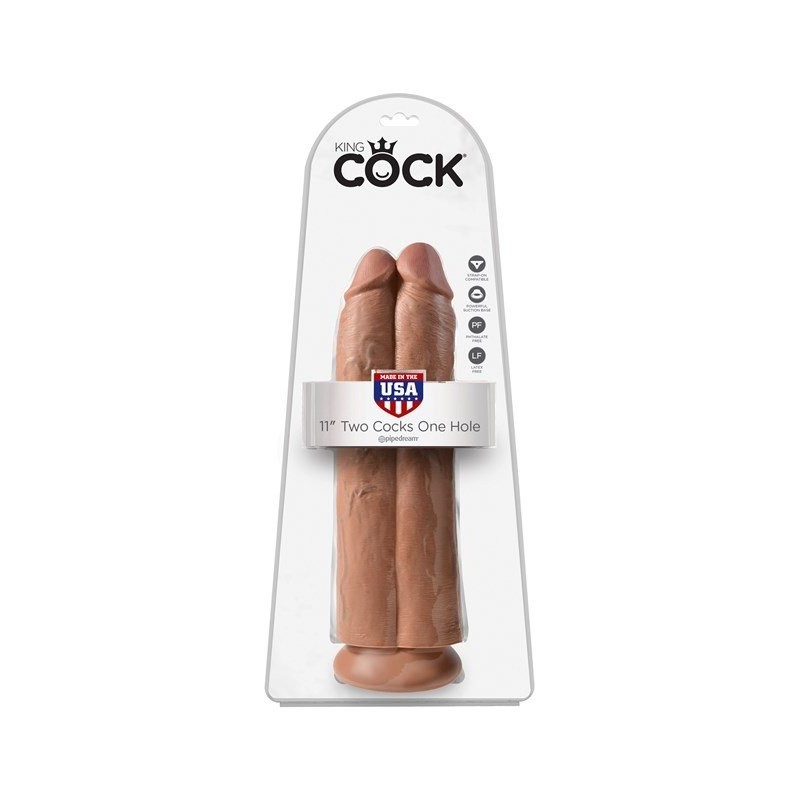 King Cock 11 Inch Two Cocks One Hole