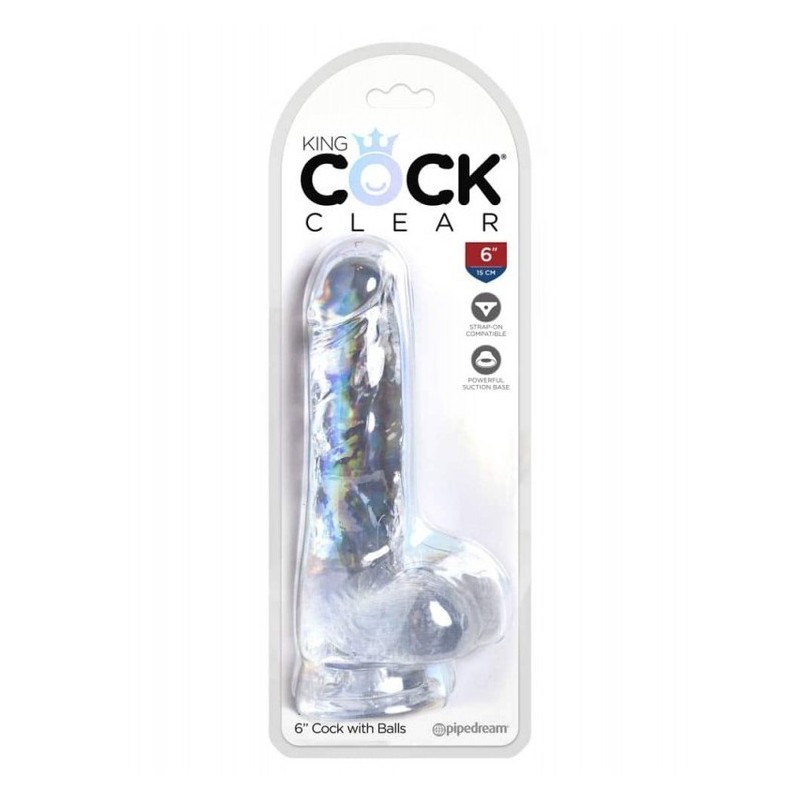King Cock Clear /w Balls 6 Inch